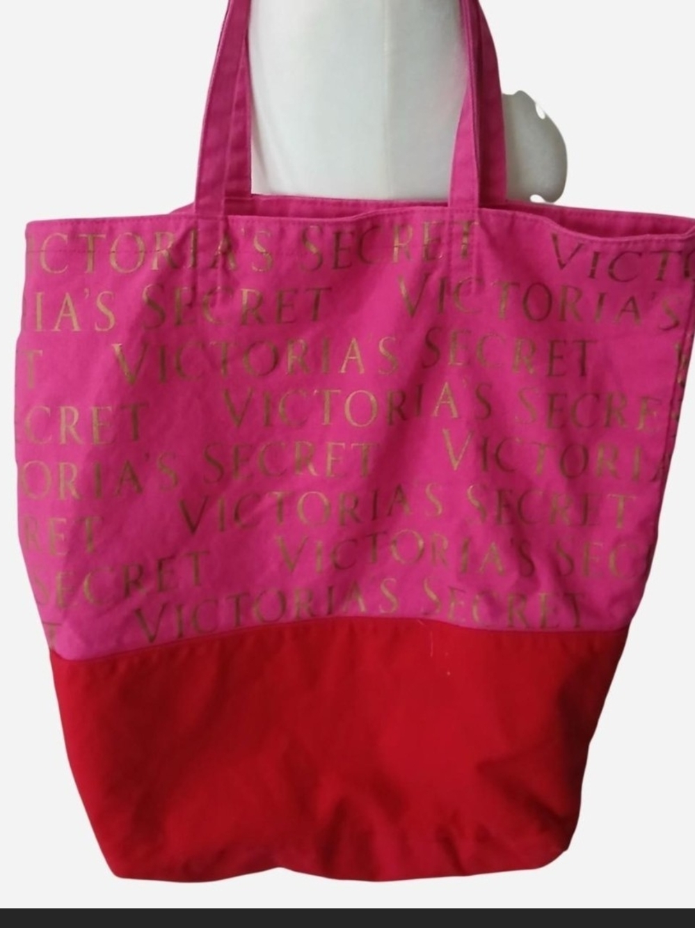 Victoria's Secret Pink and Red Logo Canvas Tote